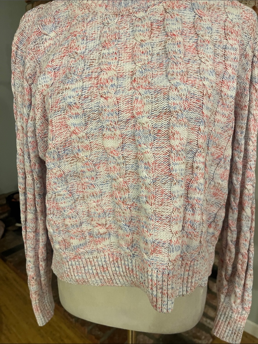 J. Crew Multicolor Pink & Blue Cable Crewneck Sweater - Picture 2 of 3
